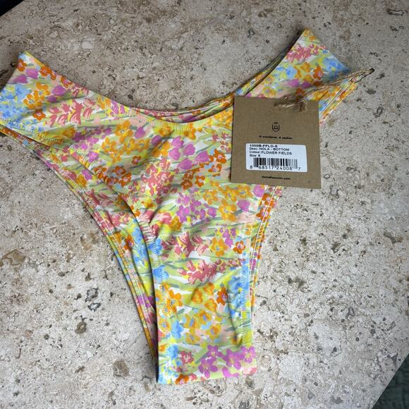 Stone Fox Swim Nola Flower Fields Cheeky Small Bikini Bottom Bathing NWT - Picture 2 of 3